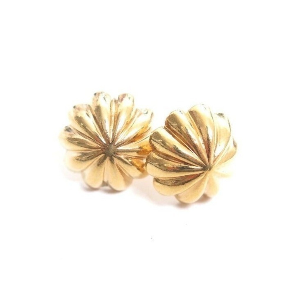 Vintage Ribbed Dome Gold‎ Plated Earrings